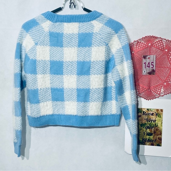 Willow & Wind Plaid Blue and White Sweater XS - Picture 5 of 11